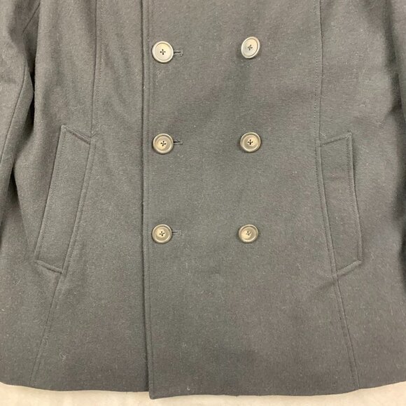 Tommy Hilfiger Mens Double Breasted Pea Coat 38S Medium Black Wool Jacket - Picture 3 of 10
